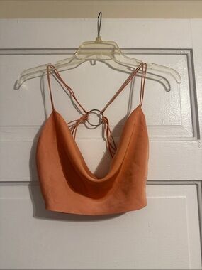Princess Polly Orange Cowl Neck Crop Top with Ring Back Detail